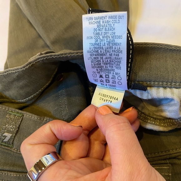 7 For All Mankind 26 olive / army green women’s jeans - Picture 6 of 16